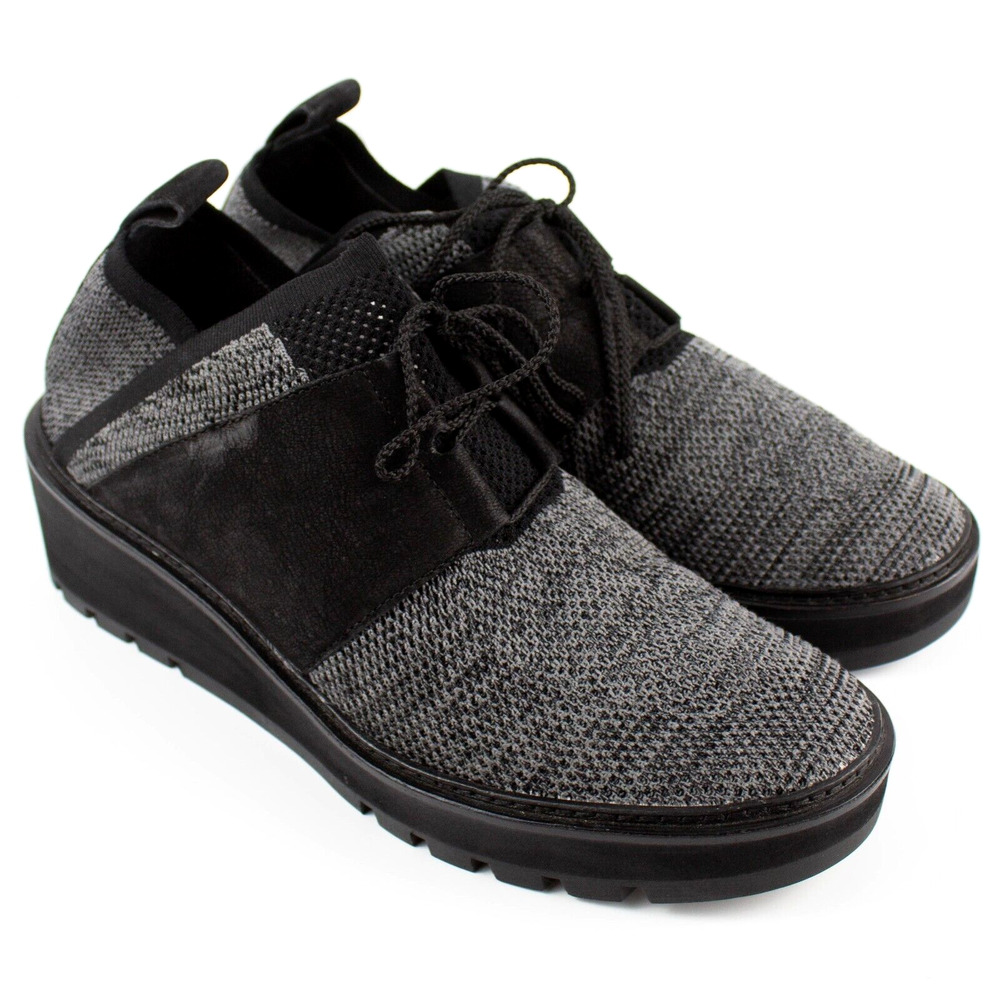 Eileen Fisher Wilson Black Platform Lace Up Sneaker Shoes Womens SIZE 9.5
